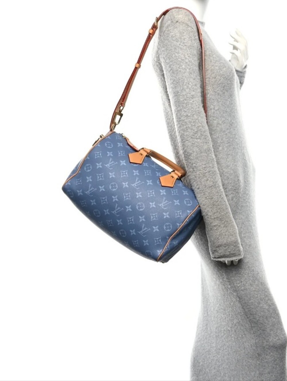 🔷️Super Canvas Silky Blue Mono Barrel Speed 30 Tote Rare
